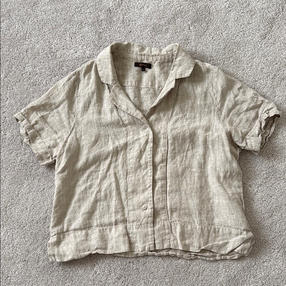 Cream Linen Women's button up